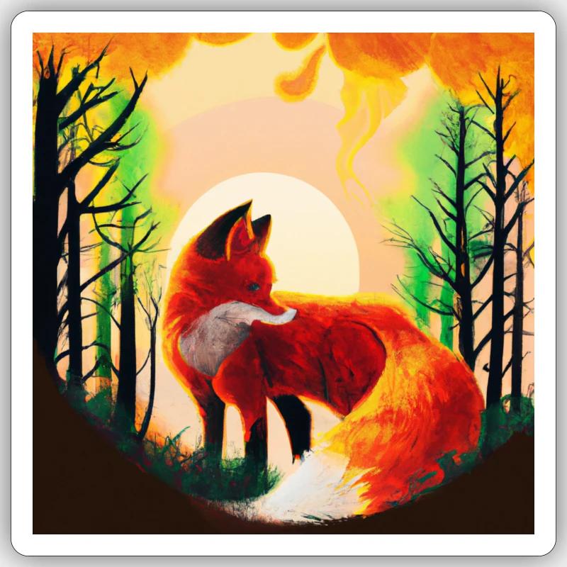 Fuchs im Wald - Sticker Größe S (10 x 10 cm) - Mattweiß