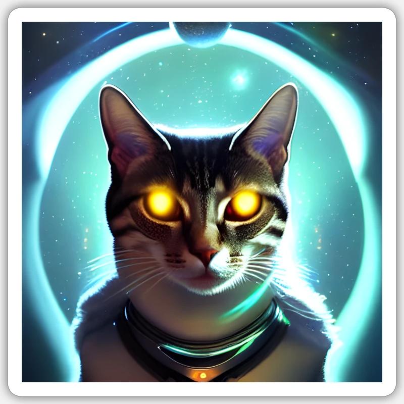 Le chat de l’univers - Sticker taille S (10 x 10 cm) - blanc mat