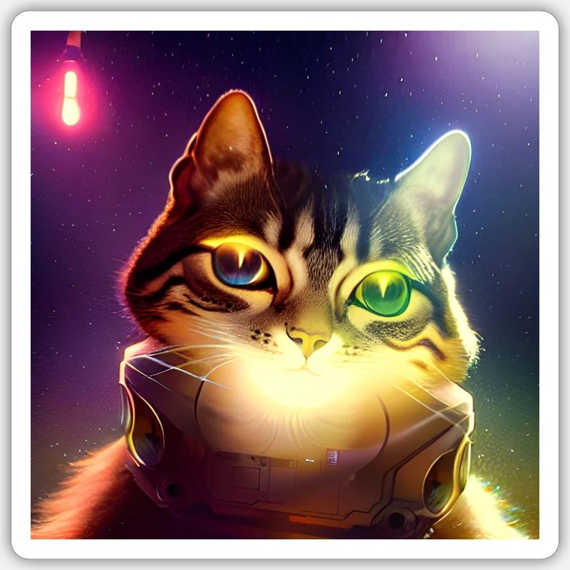 Le chat de l’univers - Sticker taille S (10 x 10 cm) - blanc mat