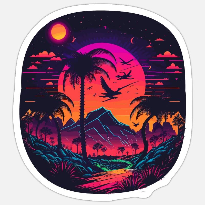 Synthwave - Sticker Größe S (10 x 10 cm) - Mattweiß