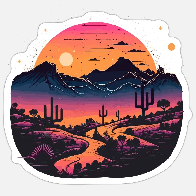 Synthwave Desert - Sticker size S (10 x 10 cm) - white matte
