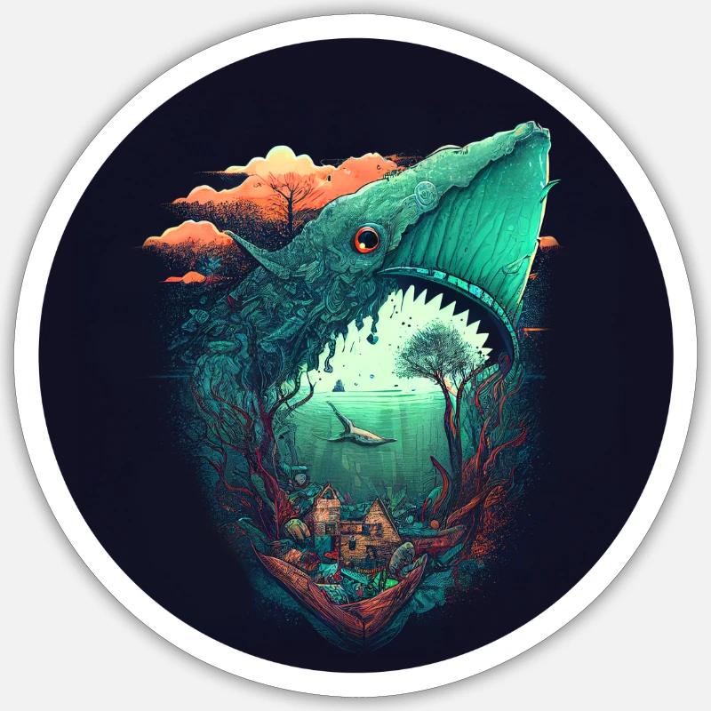 Requin - Sticker taille S (10 x 10 cm) - blanc mat