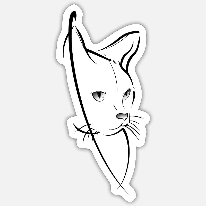 Chat-Linienkunst - Sticker Größe S (10 x 10 cm) - Mattweiß