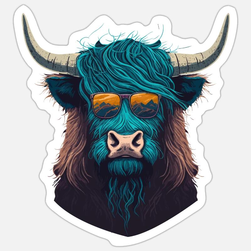 Yak avec Sunclasses - Sticker taille S (10 x 10 cm) - blanc mat
