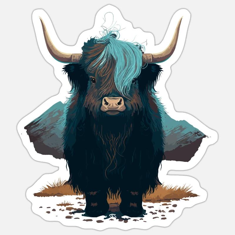 Junger Yak - Sticker Größe S (10 x 10 cm) - Mattweiß
