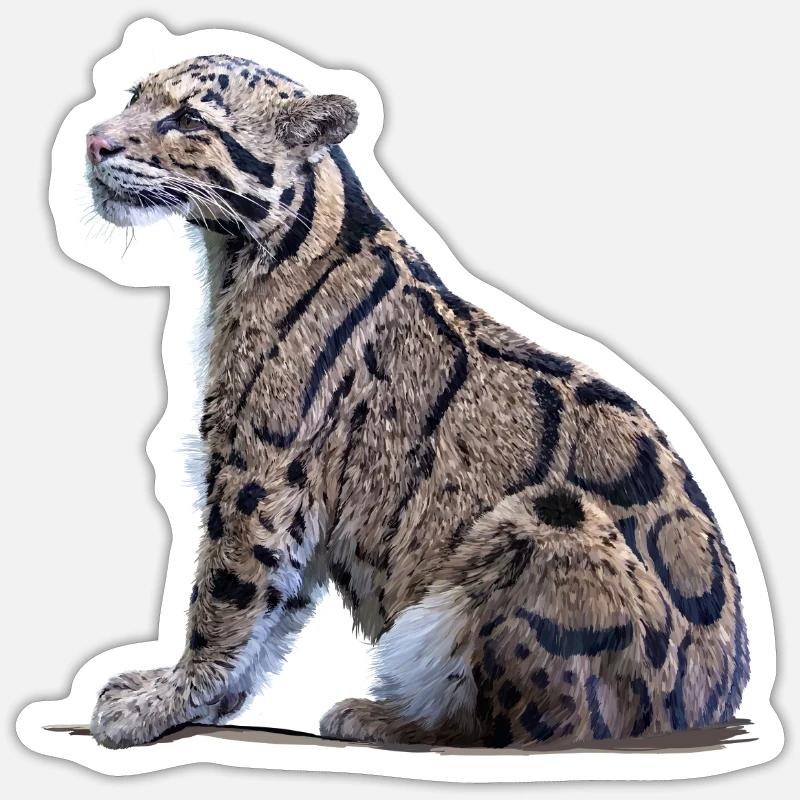 Panthère nébuleuse - Sticker taille S (10 x 10 cm) - blanc mat