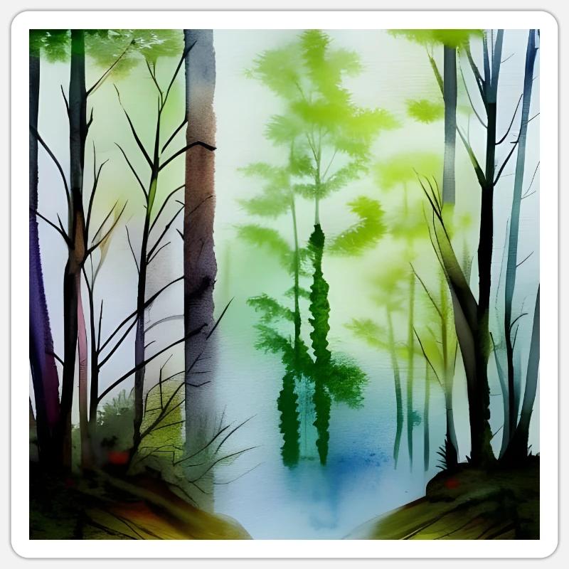 Forest image art - Sticker size S (10 x 10 cm) - white matte