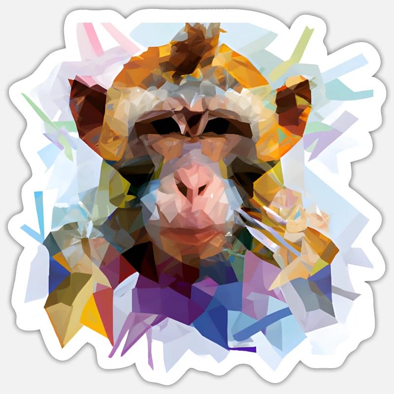 Abstrakter Pride and Power Affe - Sticker Größe S (10 x 10 cm) - Mattweiß