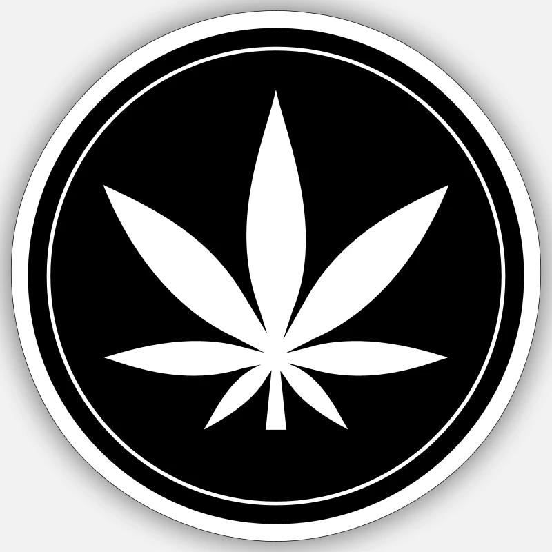Hanf Blatt Icon - Sticker Größe S (10 x 10 cm) - Mattweiß