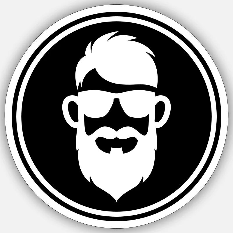 Gesicht bart symbol - Sticker Größe S (10 x 10 cm) - Mattweiß