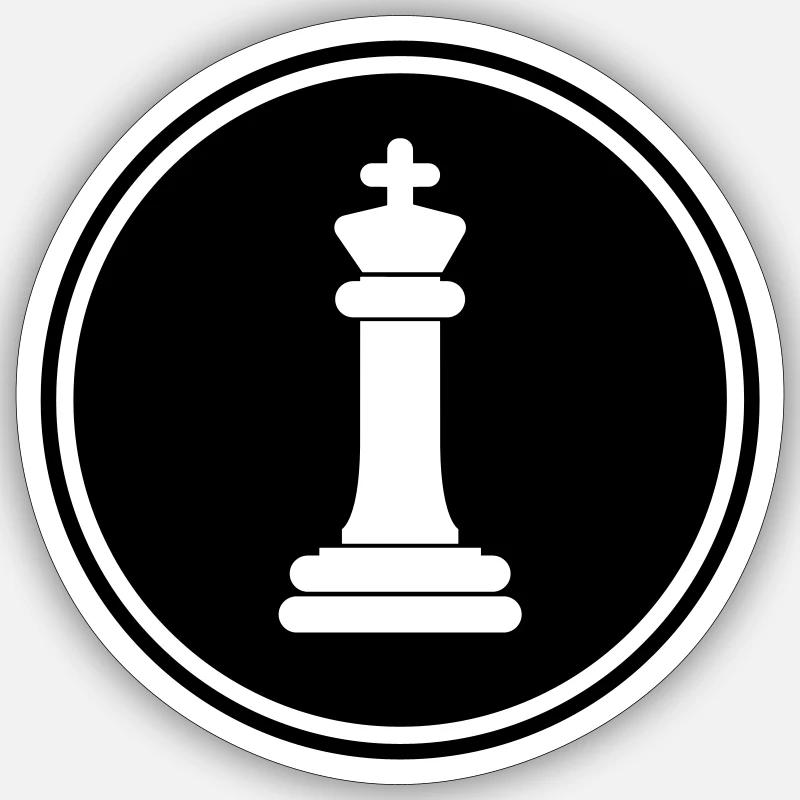 Schachfigur König - Sticker Größe S (10 x 10 cm) - Mattweiß
