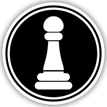 Läufer Bauer Schachfigur - Sticker Größe S (10 x 10 cm) - Mattweiß - Vorne