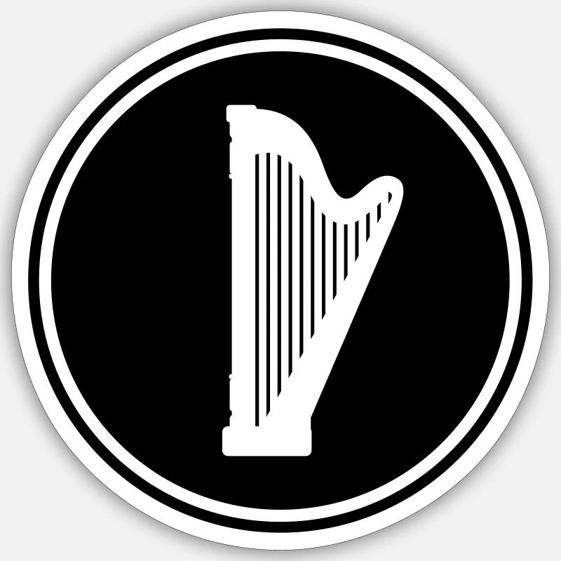 Harfe symbol - Sticker Größe S (10 x 10 cm) - Mattweiß