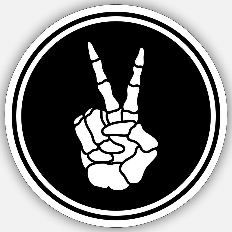 Hand frieden skelett - Sticker Größe S (10 x 10 cm) - Mattweiß