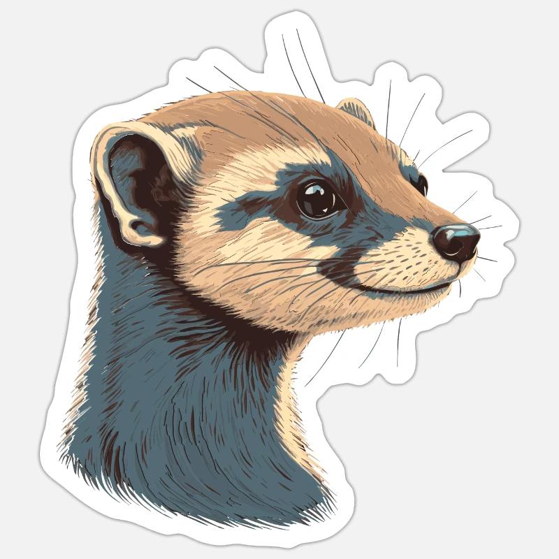 Frettchen - Sticker Größe S (10 x 10 cm) - Mattweiß