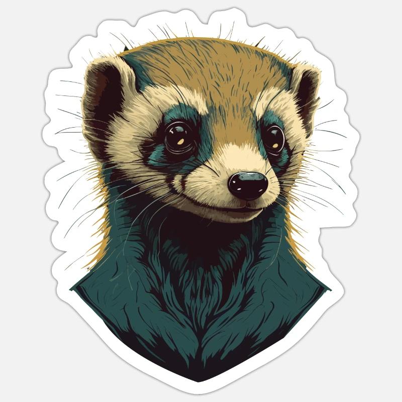 Frettchenkopf - Sticker Größe S (10 x 10 cm) - Mattweiß
