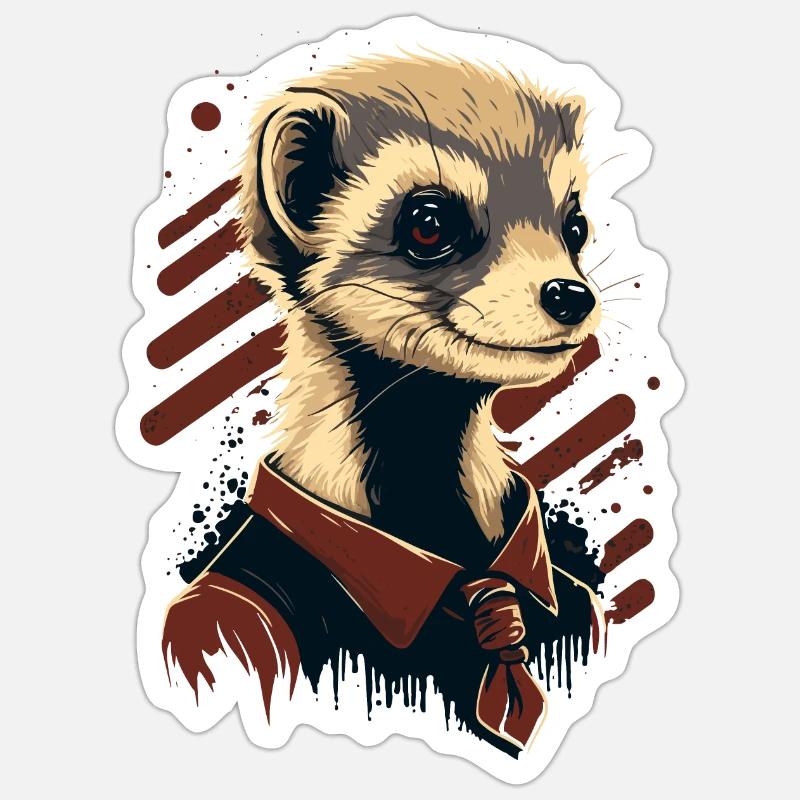 Frettchen mit Krawatte Sticker Größe S (10 x 10 cm)