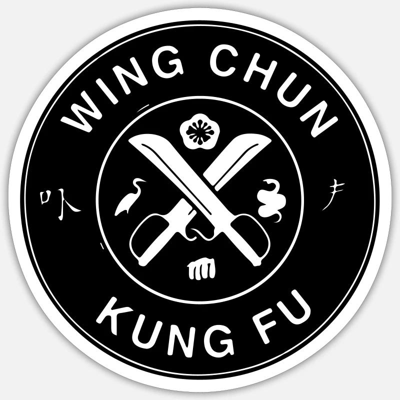 wing chun kung fu - Sticker taille S (10 x 10 cm) - blanc mat