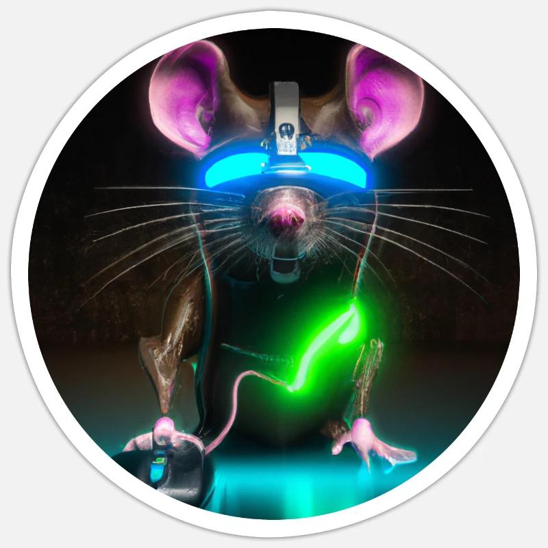 Cyber mouse - Sticker formato S (10 x 10 cm) - bianco opaco