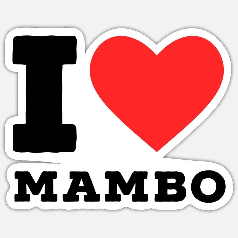 J’adore le mambo - Sticker taille S (10 x 10 cm) - blanc mat