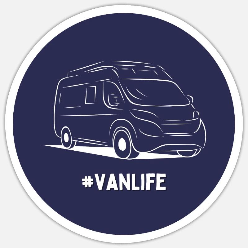 Van Life Reise-Patch - Sticker Größe S (10 x 10 cm) - Mattweiß