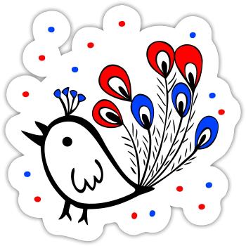 Karneval, Fasching, Spatz - Sticker Größe S (10 x 10 cm) - Mattweiß - Vorne