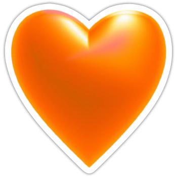 Herz orange Geschenkidee - Sticker Größe S (10 x 10 cm) - Mattweiß - Vorne