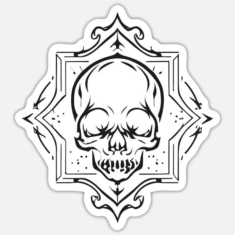 Crâne gothique - Sticker taille S (10 x 10 cm) - blanc mat