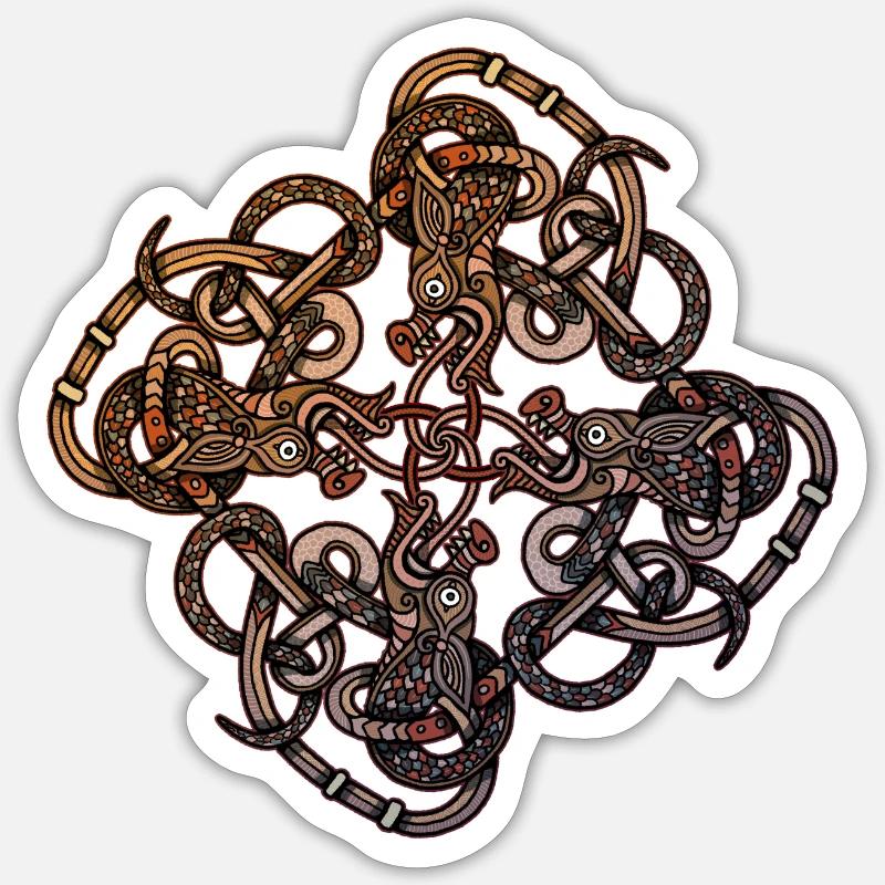 Knotwork Snakes - Sticker size S (10 x 10 cm) - white matte