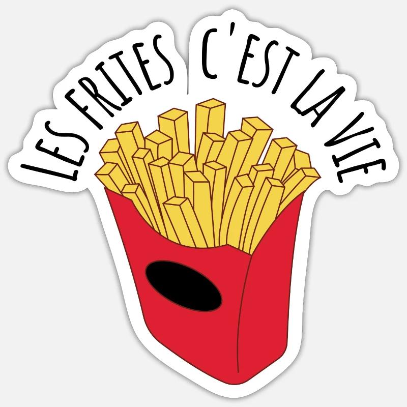 Les frites c'est la vie - Sticker taille S (10 x 10 cm) - blanc mat