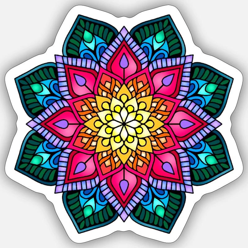 Mandala - Sticker taille S (10 x 10 cm) - blanc mat
