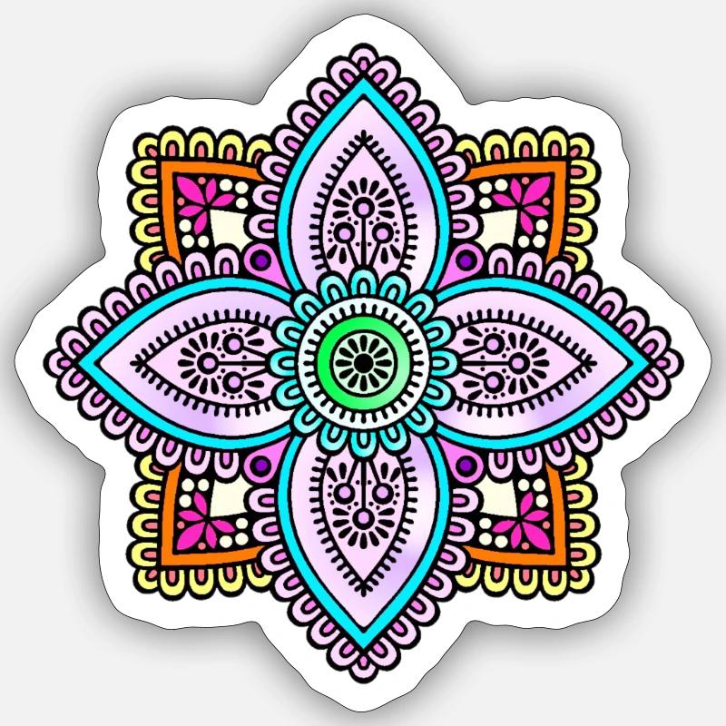 Mandala - Sticker taille S (10 x 10 cm) - blanc mat