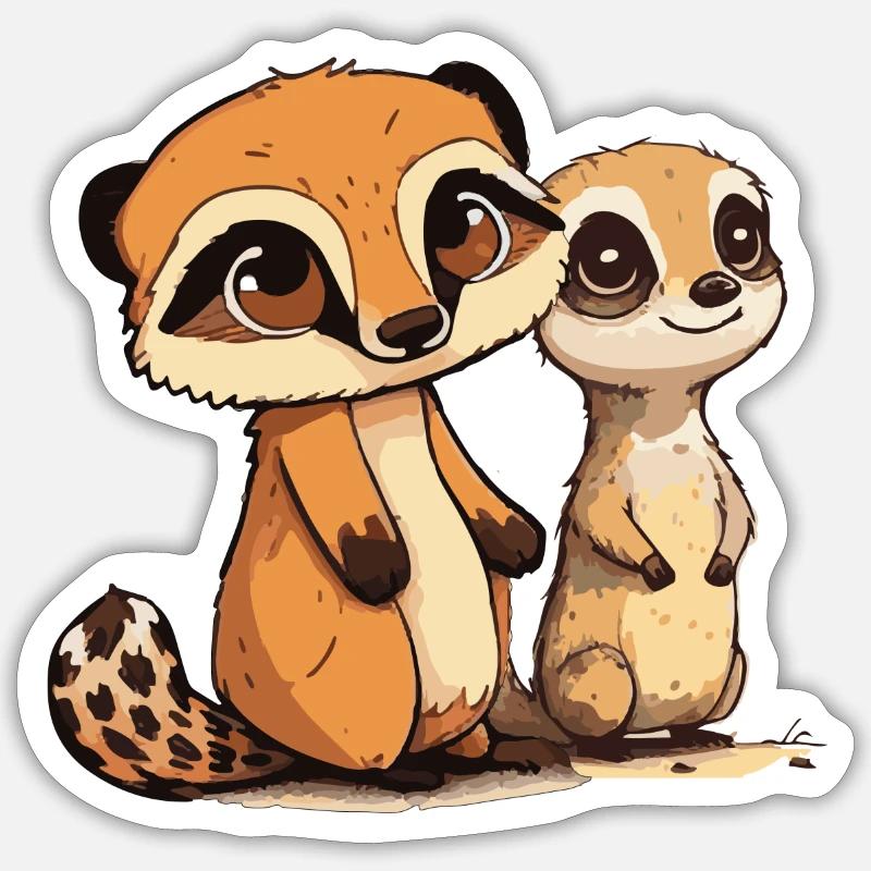 Comic Cute Kawaii Sticker Erdmännchen Hörnchen Sticker Größe S (10 x 10 cm)