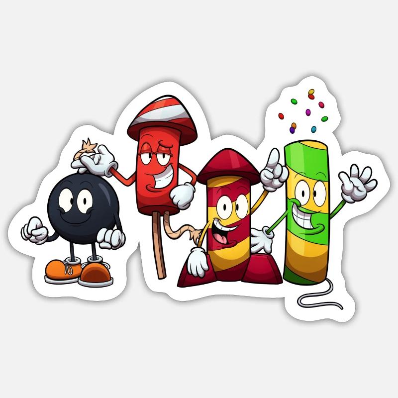 Fireworks Characters - Sticker size S (10 x 10 cm) - white matte