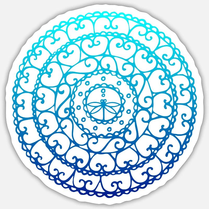 Mandala libellule bleu Sticker taille S (10 x 10 cm)
