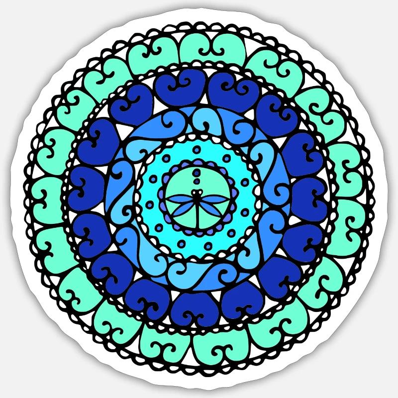 Libellen-Mandala - Sticker Größe S (10 x 10 cm) - Mattweiß