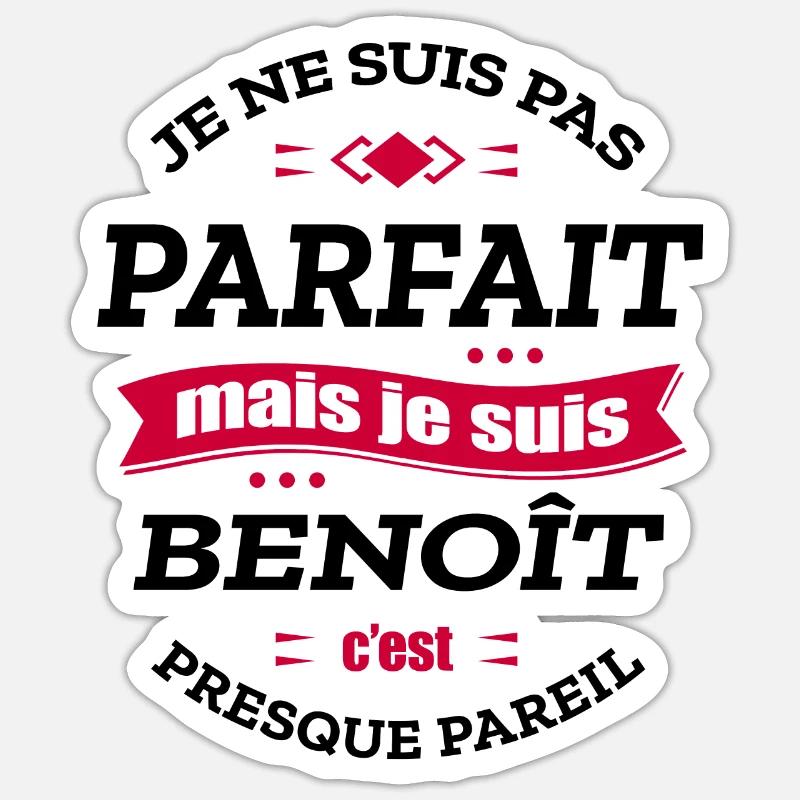 BENOÎT PARFAIT - PRENOM BENOÎT - Sticker taille S (10 x 10 cm) - blanc mat