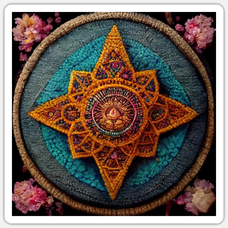 Boho Mandala Résumé - Sticker taille S (10 x 10 cm) - blanc mat