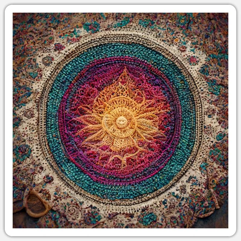 Boho Mandala Abstract - Sticker Größe S (10 x 10 cm) - Mattweiß