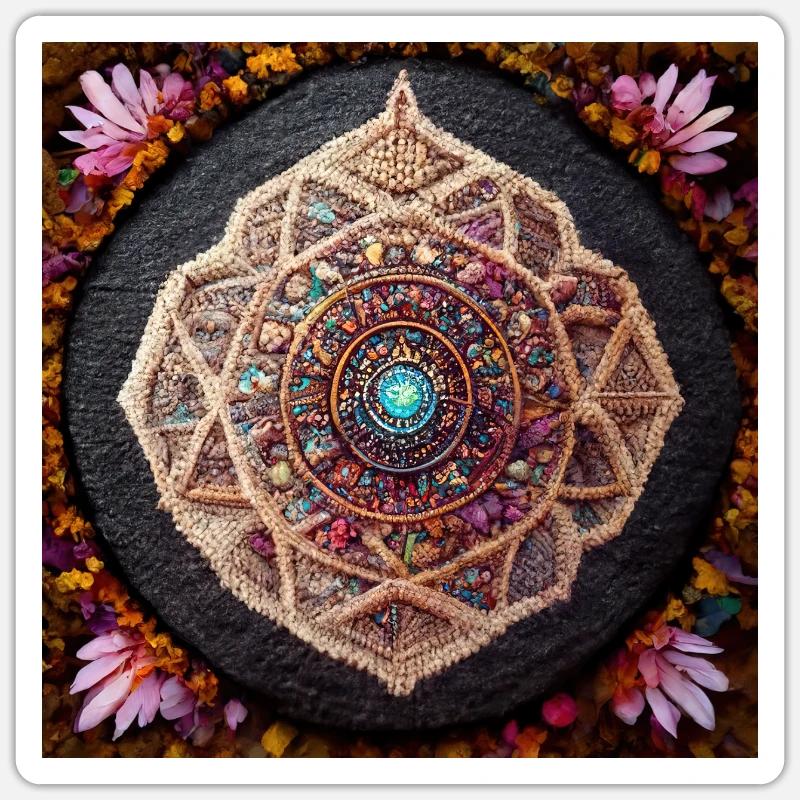 Boho Mandala Résumé - Sticker taille S (10 x 10 cm) - blanc mat