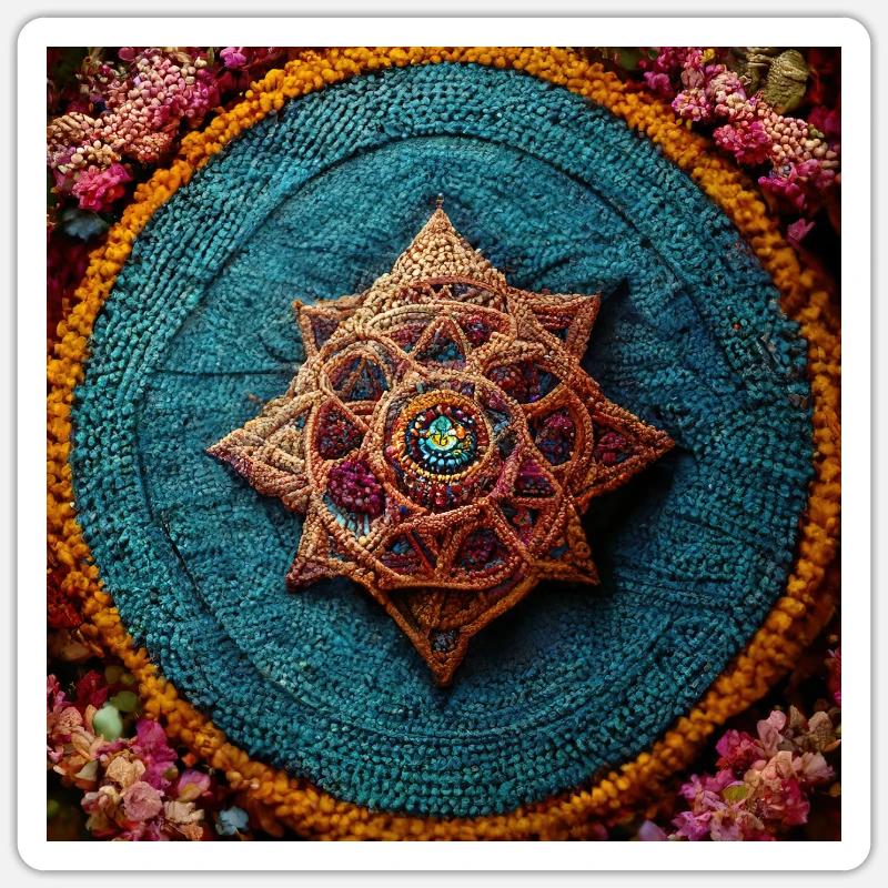 Boho Mandala Abstract - Sticker Größe S (10 x 10 cm) - Mattweiß