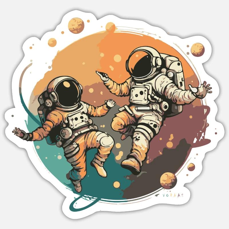 Astronautes - Sticker taille S (10 x 10 cm) - blanc mat