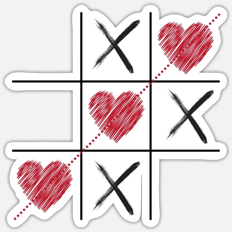 Tic Tac Toe der Liebe - Sticker Größe S (10 x 10 cm) - Mattweiß
