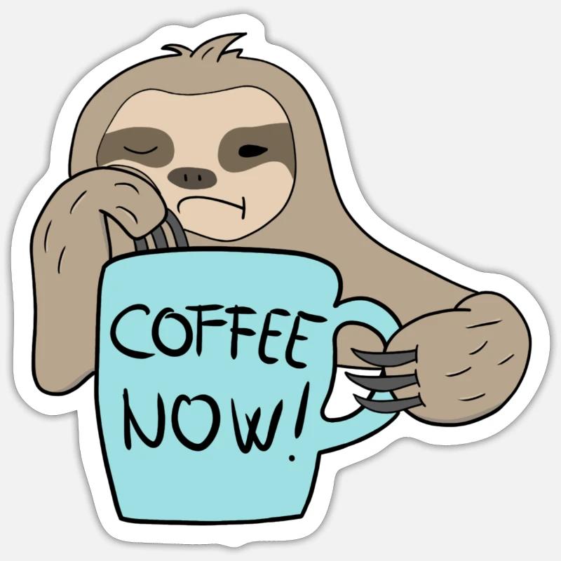 Kaffe nu - Sticker størrelse S (10 x 10 cm) - mat hvid