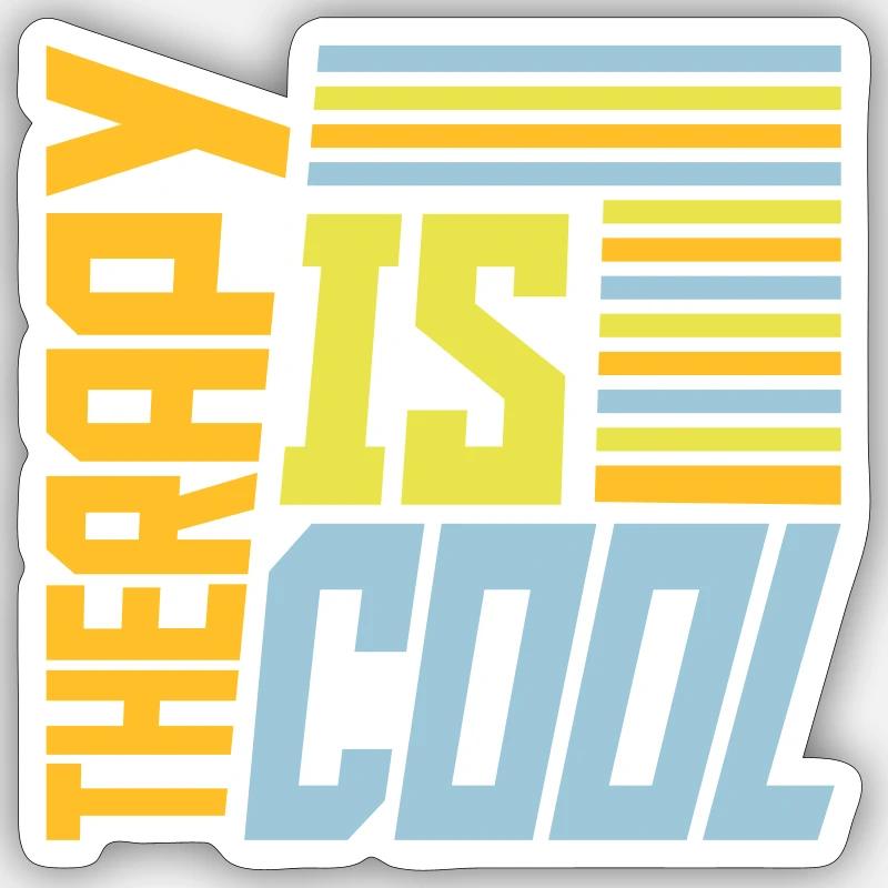 therapy is cool Zitat - Sticker Größe S (10 x 10 cm) - Mattweiß