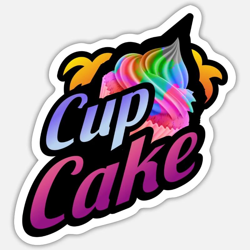 Cup Cake Cake Logo - Sticker Größe S (10 x 10 cm) - Mattweiß