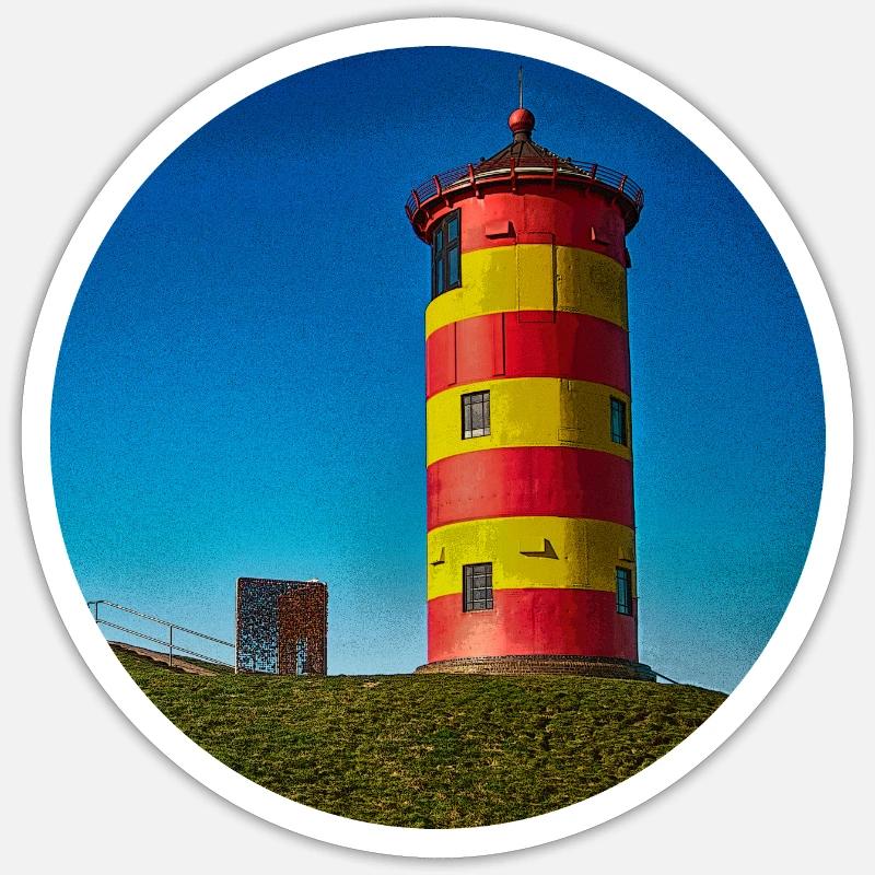 Phare de Pilsum - Sticker taille S (10 x 10 cm) - blanc mat