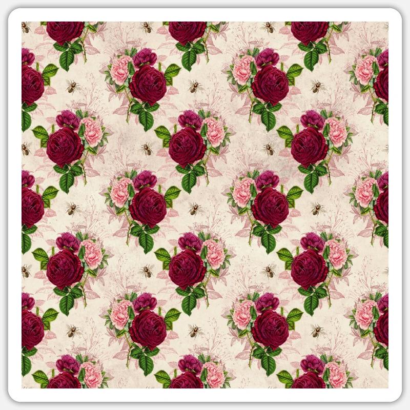 Rose Rose Pattern Vintage Sticker size S (10 x 10 cm)