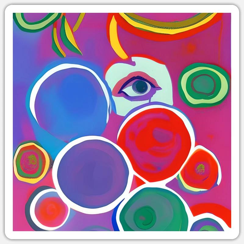 Art abstrait, couleur, dessin, - Sticker taille S (10 x 10 cm) - blanc mat