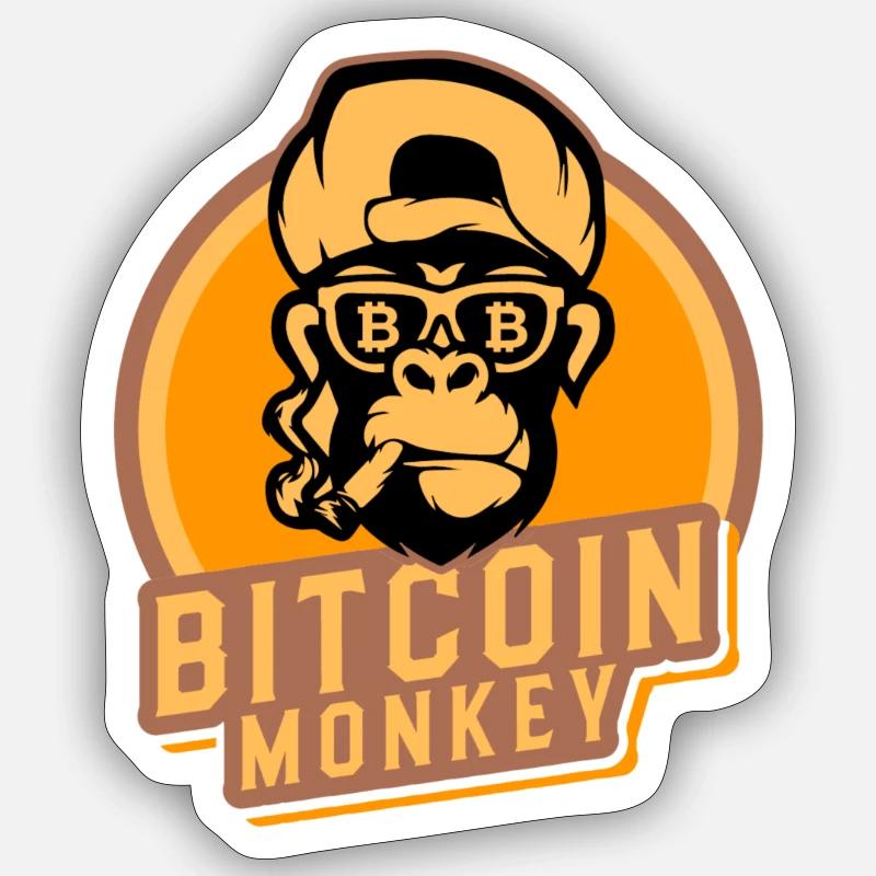 bitcoin monkey - Sticker Größe S (10 x 10 cm) - Mattweiß
